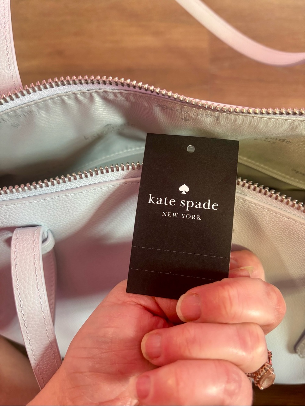 Kate Spade pale blue leather tote & pebbled leather wallet Duo NWT! MSRP $638! - Picture 7 of 16